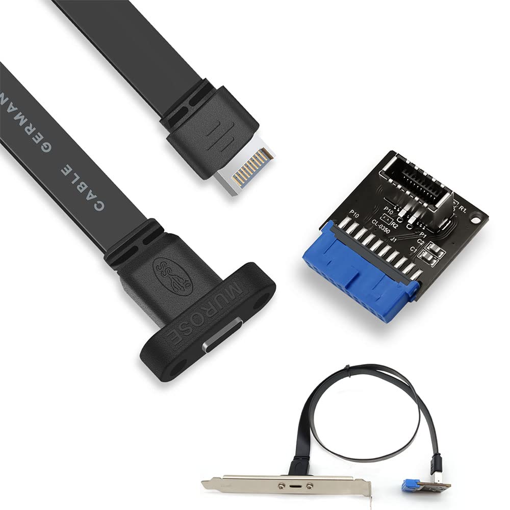 通用 USB 3.1 Front Panel Header Extension Cable,USB C extension Cable with 19Pin Header Male Extension Cable Adapter(About 20in)