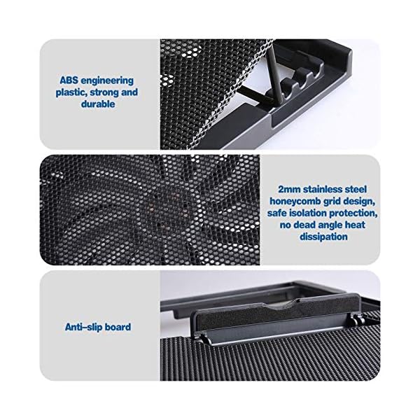 Tendak Laptop Cooling Pad, Laptop Cooler Cooling Pad, Laptop Cooling Bracket, with Two Turbo Fans, 2 USB Ports, 5…