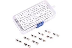 100pcs 5x20mm Quick-Blow Glass Fuses Kit — 0.2A to 20A Fast-Acting Electrical Fuses for 250V General Purpose Use in Appliance