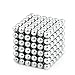 DIY Magnetic Ball Cube Puzzle 216 pcs Magic Beads Desk Toy for Intelligence Development Stress Relief Metal Toys (Silver)