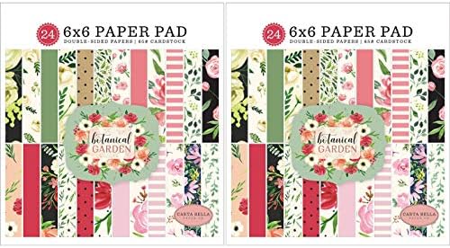 Carta Bella Paper Company CBBO98023 Botanical Garden 6x6 Pad Paper, Pink, Green, Black, red, Cream (Тwo Рack)