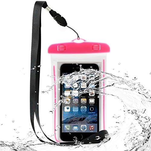 QUWIN Universal Florescent Light Waterproof Pouch Case for iPhone 7 Plus 4 / HTC / LG,and Other Up to 6 inches Smartphones (Pink)