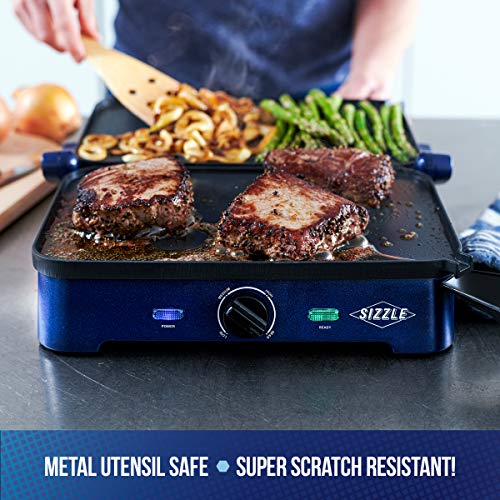 Blue Diamond Ceramic Nonstick, Electric Contact Sizzle Griddle, Open