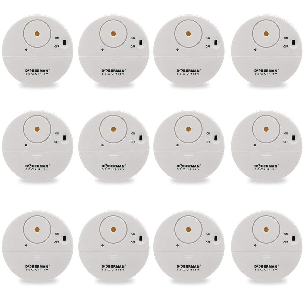 WOWSEA DOBERMAN SECURITY Ultra-Slim Window Alarm - Loud 100dB Alarm and Vibration Sensors - Modern & Ultra-Thin Design,12-Packs