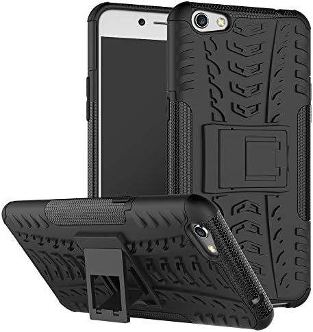 Nadakin Oppo R9S Plus / Oppo F3 Plus Phone Case Heavy Duty Tough Premium Quality TPU and PC Rugged Durable Protective Armour Back Cover Shockproof Defender Bumper with Built-in Kickstand (Black)