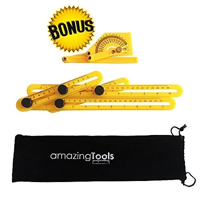 Premium Quality Precise Angleizer Measuring Tool By Amazing Tool – Angle Finder Precision Measurement Utensil – Ideal Engineers, DIY Craftsmens, Carpenters, Builders – Bonus Protractor Ruler Included