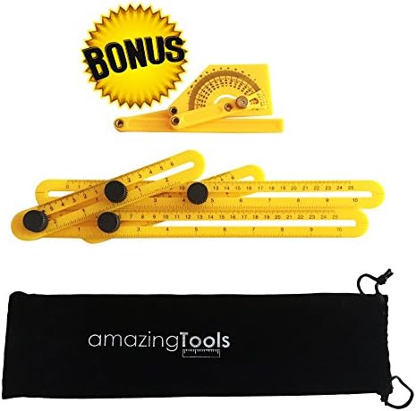 Premium Quality Precise Angleizer Measuring Tool By Amazing Tool – Angle Finder Precision Measurement Utensil – Ideal Engineers, DIY Craftsmens, Carpenters, Builders – Bonus Protractor Ruler Included