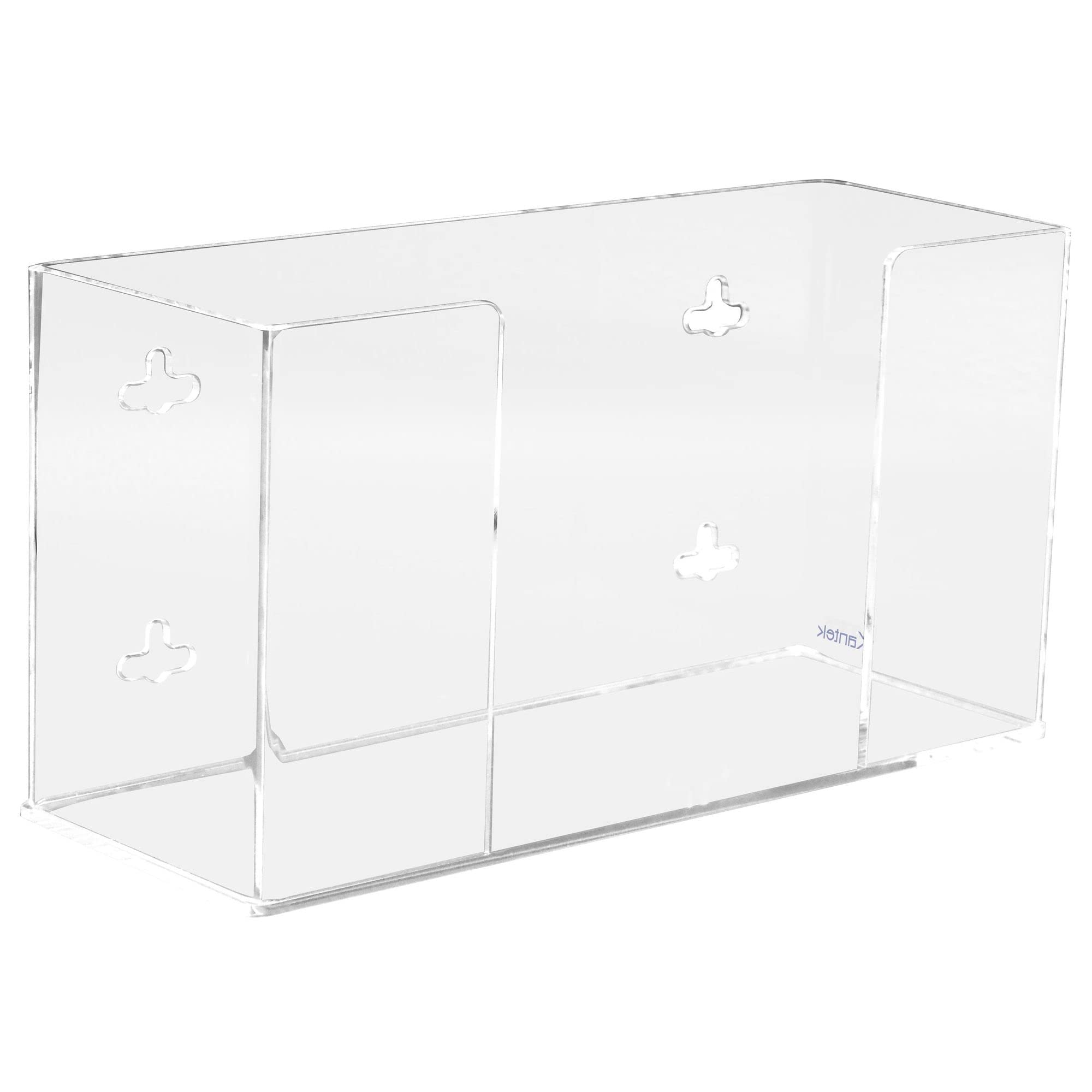 Kantek Wall Mounted Acrylic Glove Box Holder Dispenser, Single Box Capacity, for Use in Food Service, Healthcare, Hospitals, Restaurants, 10.3" x 3.8" x 5.3", Clear