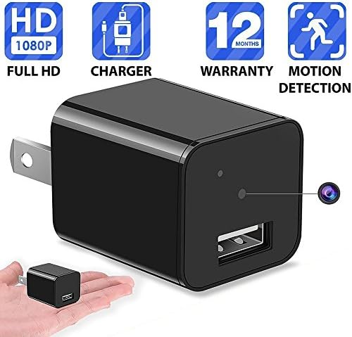 Heymoko Motion Detection HD 1080P USB Wall Charger Camera Plug Adapter Camera Loop Recording Nanny Cam Support to 32GB Storage