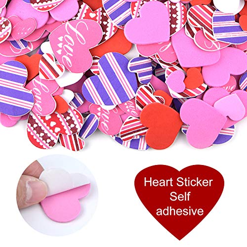 SAYAYA 600 Pieces Heart Stickers Foam Adhesive Hearts Love Decorative Sticker for Valentine's Day, Wedding or DIY Crafts