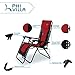 PHI VILLA Oversized Padded Zero Gravity Lounge Chair Folding Patio Recliner with Adjustable Headrest & Cup Holder, Support 350 LBS (Red)