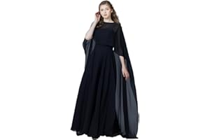 Chiffon Cape Shawl for Women 59 Inch Sheer Bridal Poncho for Wedding and Formal Events Black