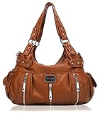 Scarleton 3 Front Zipper Washed Shoulder Bag H129204A - Brown