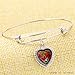 Fashional Crystal Floating Lockets with Expandable Stainless Steel Wire Bangle Fitting with Floating Charms Gifts for Women Girls (Heart Shaped)