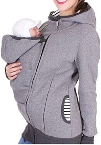Teamoluna Womens Maternity Kangaroo Hooded Sweatshirt for Baby Carriers (US,L/Asia,XL) Gray