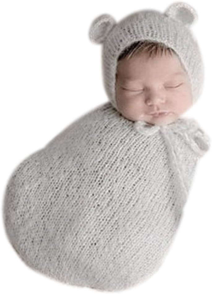 Newborn Baby Boy Girl Photography Photo Props Outfits Knitted Cute Hat Sleeping Bag