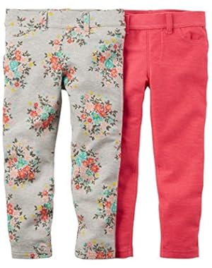 Baby Girls' 2-Pack Jeggings - Pink/Floral (18 Months)