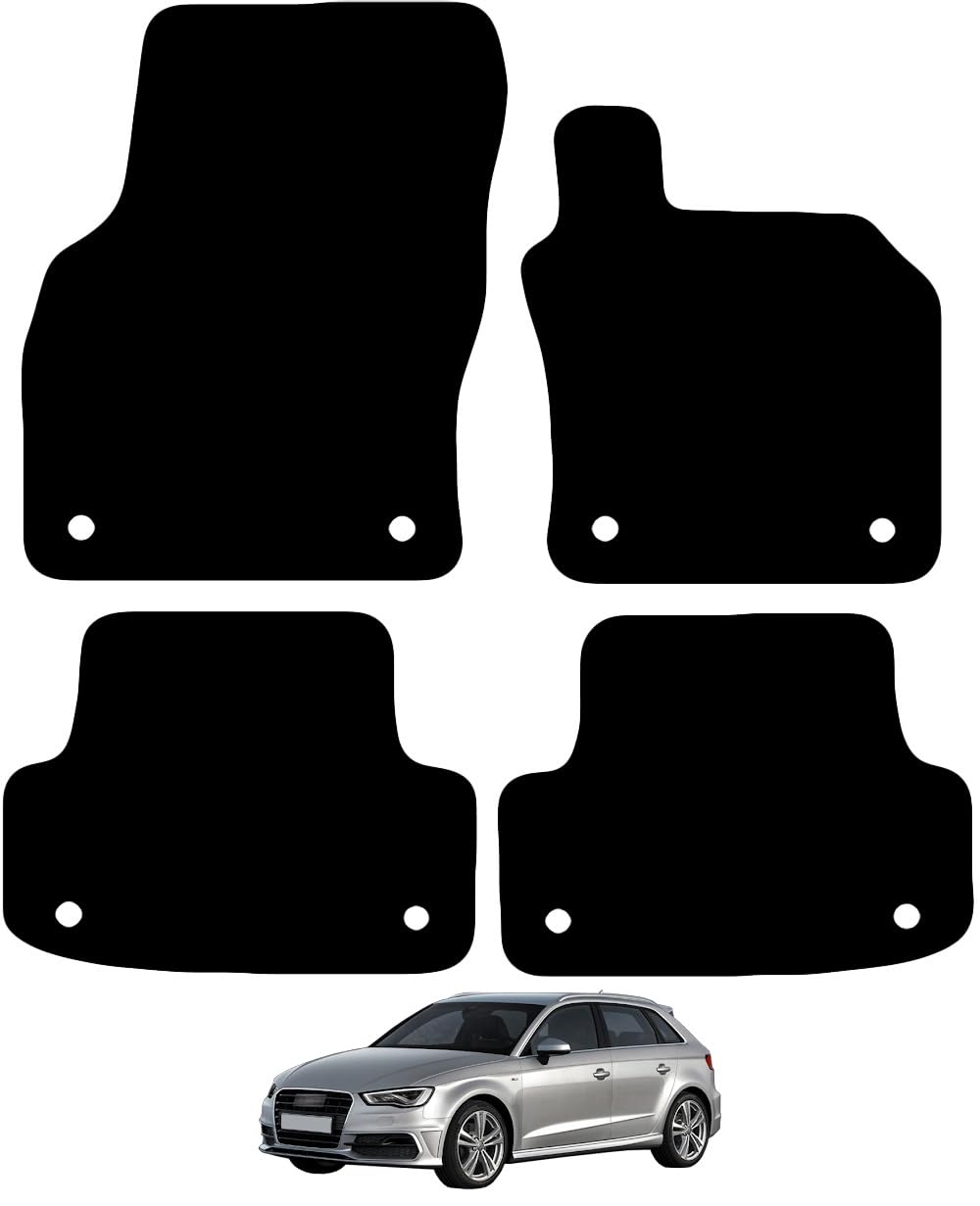 Carsio Carpet Car Mats For Audi A3 S3 RS3 5 Door 2012 to 2020 4 Piece Set Tailored Fit Floor Mat Complete Accessory Black Custom Fitted - All Weather, Anti-Slip Backing & Black Trim