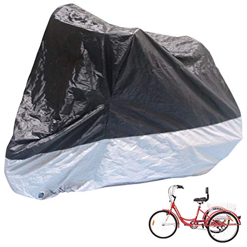 H&ZT Adult Tricycle Cover Bike Cover, Outdoor Bicycle Motocycle Storage Cover, Heavy Duty Ripstop Material, Waterproof & Anti-UV (75" L x 30" W x 44" H) (Bike Cover, 75" L x 30" W x 44" H)