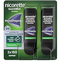 Nicorette QuickMist Mouthspray, Freshmint (2 x 150 Sprays) Smoking or Vaping Cessation Aid, designed to start reducing cravings in 30 seconds (Quit Smoking or Quit Vaping Aid)