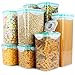 VERONES Airtight Food Storage Containers Set with Lids, 10pcs BPA Free Plastic Cereal Storage Containers Dry Food Canisters for Kitchen Pantry Organization and Storage, Include Labels, Black