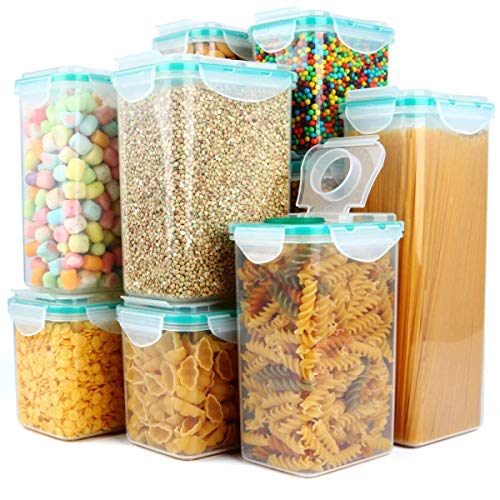 Cereal Container, VERONES Airtight Plastic Storage Containers Perfect for Food Storage Containers Kitchen Storage Containers (1.7 Inch Diameter Round Mouth Not for Big Cereal) 10 Pack - Thumbnail 6