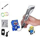 CCTREE 3D Printer Printing Pen for Kids Art & Craft Making 3D Drawing Modeling and Education with 3 Rolls Filament Refills and 1PCS Spatula (Grey)