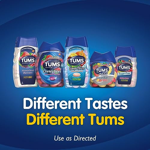 TUMS CHEWY BITES CHEWABLE ANTACID TABLETS FOR ULTRA STRENGTH HEARTBURN RELIEF, GREAT FOR A SUMMER BBQ- MIXED FRUIT – 200 COUNT