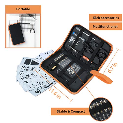 Wood Burning Kit, Soldering Iron Tool [Upgraded] On-Off Switch Pyrography Wood Burning Pen for Embossing Adults Beginners Birthday Wedding Anniversary Halloween Christmas DIY (54Pcs)