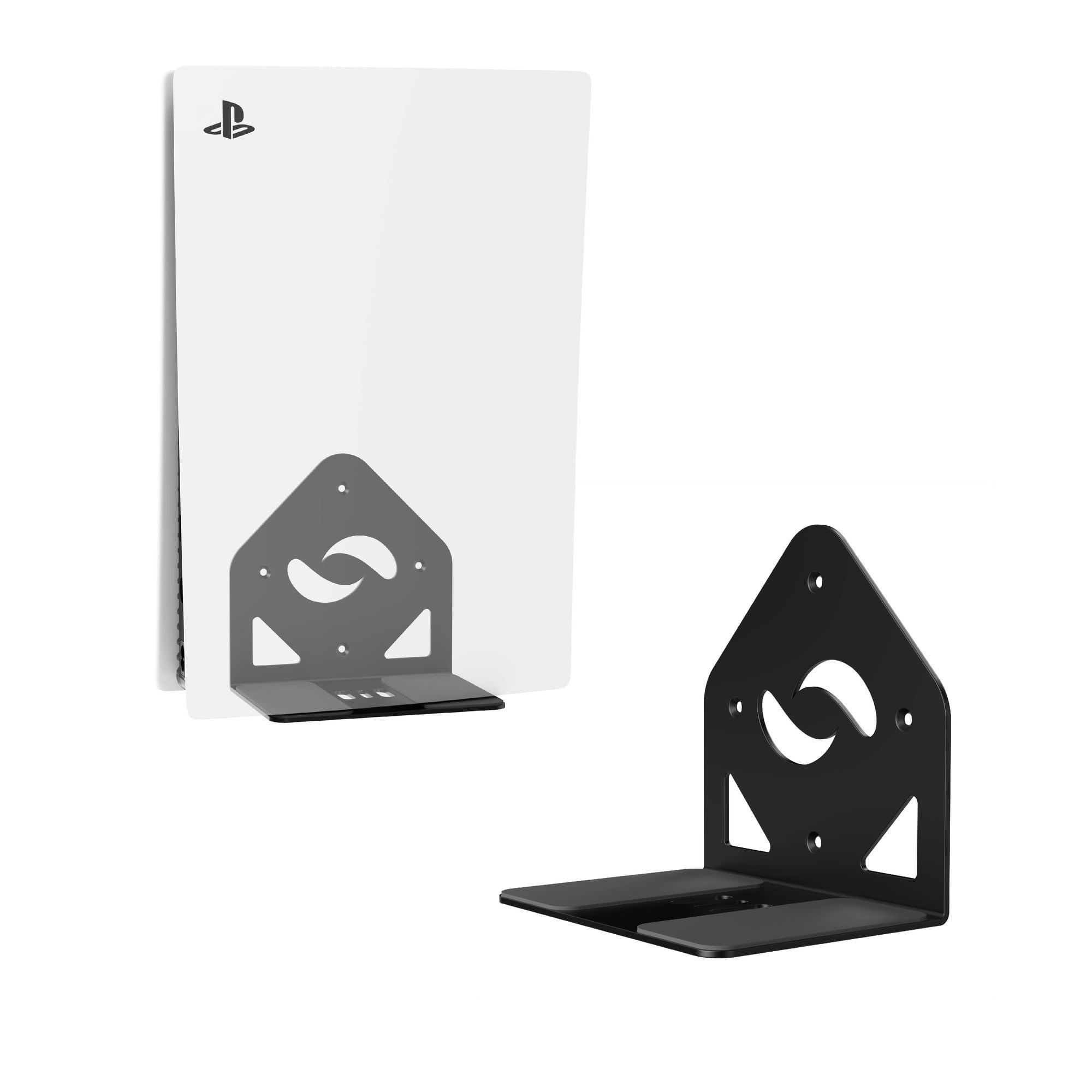 HumanCentric Wall Mount Compatible with PS5 Original, Slim, and Pro Editions, Both Digital and Disc Versions, Metal Bracket Mounting Kit Hides Console or Mount on Wall, Works on Any Side