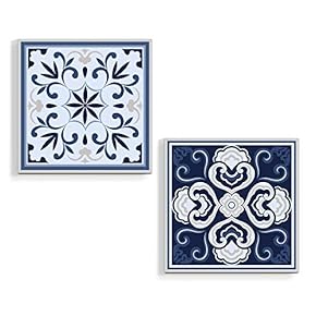 2 Piece Canvas Wall Art for Living Room Bedroom Home Artwork Ethnic Style Pattern Paintings Ready to Hang - 12"x12" x 2 Panels