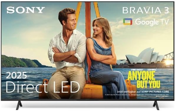 BRAVIA 3 - Direct LED 75 Zoll Fernseher (K75S32), X-Balanced Speaker, Dolby Vision/Atmos, IMAX Enhanced, Google TV (2025), Google Cast, Apple AirPlay 2, Eco Dashboard 2, Game Menu 2, Smart TV