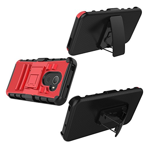 T-Mobile REVVL Case, Alcatel A30 Plus Fierce Case, Elegant Choise Heavy Duty Dual Layer Shockproof [Swivel Belt Clip] Holster with [Kickstand] Combo Rugged Case Cover for Alcatel Walters(Red/Black) - Thumbnail 4