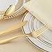 WDF 225 Gold Plastic Forks7.4inch - Heavyweight Disposable Gold Silverware-Perfect Plastic Utensils for Parties, Weddings and Catering Events (Gold Forks)