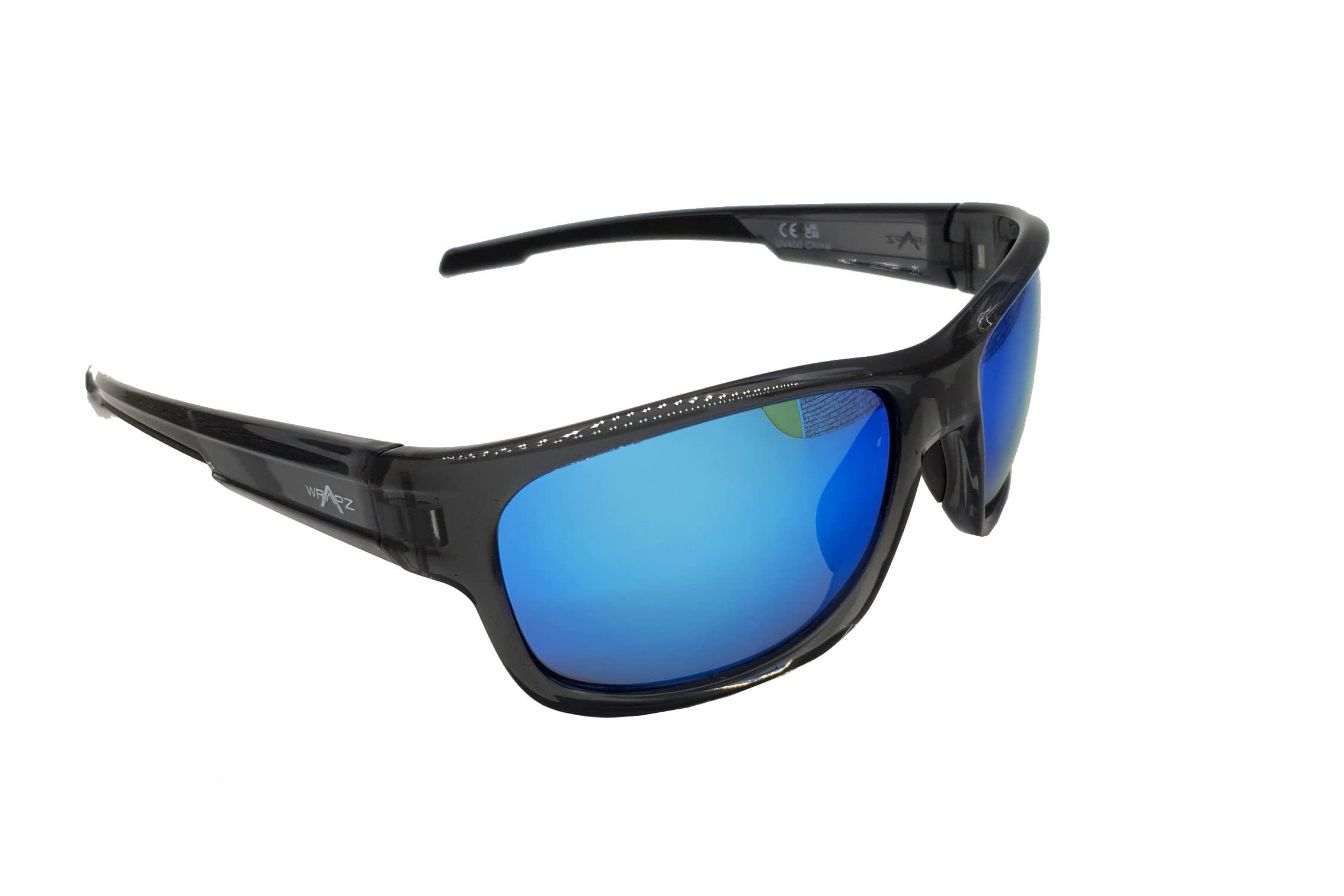 WrApz Trio Crystal Grey Polarised Sunglasses with Ice Blue Mirror Lens (Crystal Grey/Ice Blue Mirror)