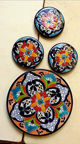 8" Round Mexican Talavera Pottery Trivet or Hot Plate for Daily Use and Home Decor *Floral Designs Vary*