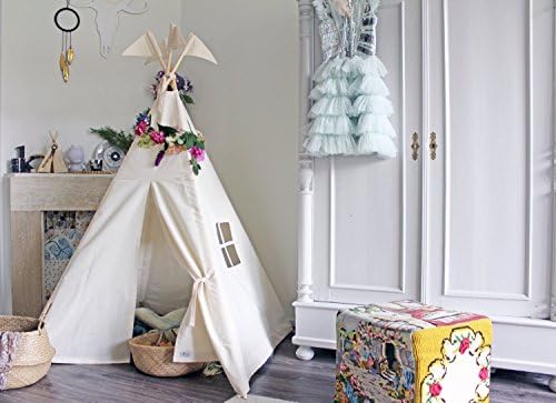 Kids Teepee Tent with 4 Poles,Play Tent