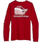 vineyard vines Womens Santa Whale Long-Sleeve Pocket Tee