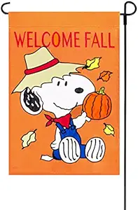 Fall Peanuts Welcome Fall Embroidered / Applique Garden Flag 12