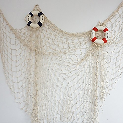 Bilipala Fishing Net, Fishing Net Decor, Wall Decor, Nautical Style, 75 Inch, Creamy White - Thumbnail 3
