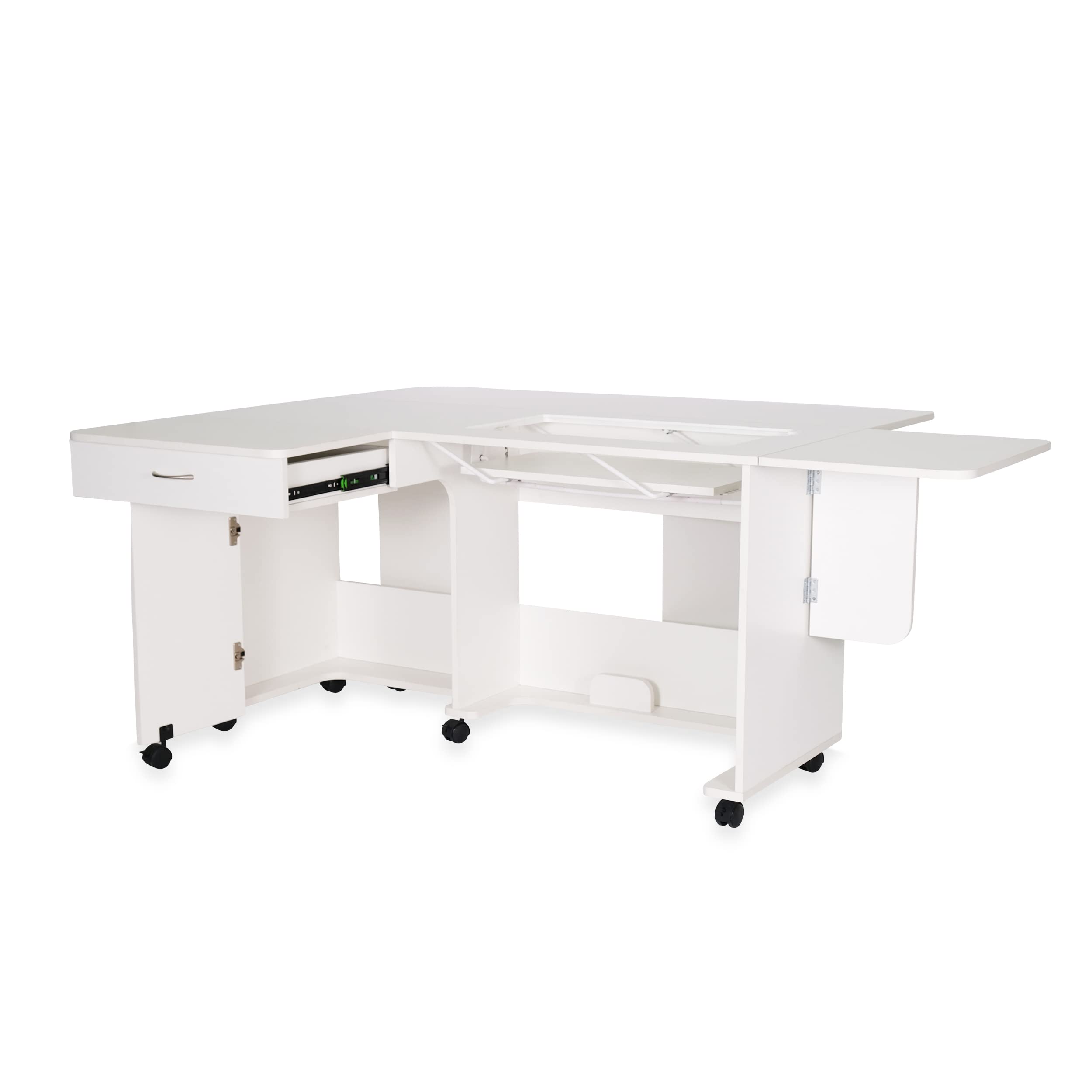 Arrow Classic Sewing Furniture “Christa” Sewing Cabinet: Full-Size, Locking Wheels, Manual Machine Lift, Side and Rear Leafs for Expansive Workspace