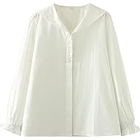 本日限定価格muguet frill sailor collar blouson Amazon.com: KUFEIUP Women's Ruffled Sailor Collar Buttons