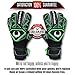 Renegade GK Triton Raider Goalie Gloves with Pro-Tek Finger Spines | 3.5+3mm Super Grip & 4mm Duratek | Black & Green Soccer Goalkeeper Gloves (Size 7, Youth, Roll Cut, Level 2)