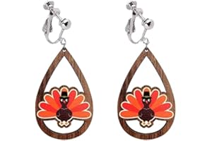 MODPIDE Thanksgiving Clip on Earrings for Women Fall Earrings Harvest Pumpkin Turkey Maple Leaf Clip on Earrings Autumn Party Earrings Holiday Gifts