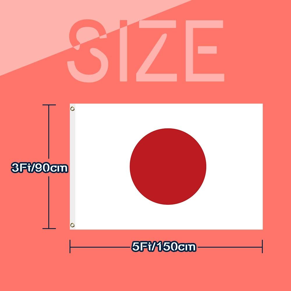 Japan Flag, 400D Polyester Premium Quality, Japanese National Flags Polyester with Vivid Color and UV Fade Resistant - Image 3