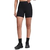 Aoxjox Women's Dual Core Biker Shorts 5"/6" | dual-layer waistband, contrast-color design, high-waisted gym shorts, 4-way str