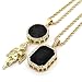 Mens 14k Gold Plated Iced Out Black Octagon Ruby Pendant With 3mm 24