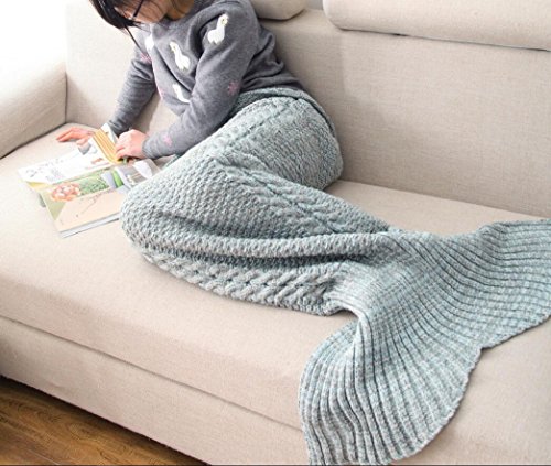 Casofu174; Green and Gray Mermaid Tail Blanket,Kids Thick Mermaid Tail Blanket Snuggle Mermaid