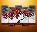 Cherish Art Hand Painted Oil Paintings Beautiful Maple Tree Swaying In The Wind 5 Panels Wood Framed Inside For Living Room Art Work Home Decoration