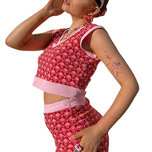 Dames 2-delige mouwloze trui vest met mini-rok set Argyle geruite gebreide kleding bodycon jurk - Image 3